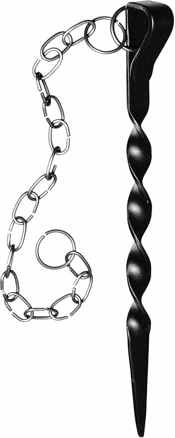 Rain Chain Anchor Stake for Copper Gutter Chains, 30'' Powder Coated Iron Downspout Chains Anchoring, Universal Fit Outside Rain Catcher System Accessories, Replacement for Basin and Barrel in Spring.