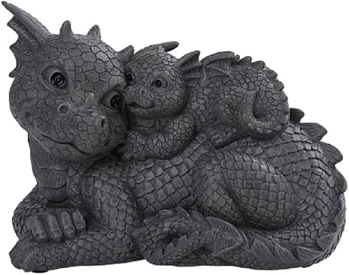 Pacific Giftware PT Garden Dragon Family Dragon Garden Display Decorative Accent Sculpture Stone Finish 10 Inch Tall
