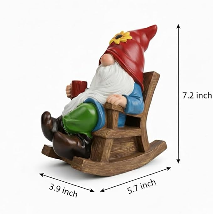 Outdoor Garden Gnome Statue Decoration- Funny drinking coffee Gnome Figurine Ornament for Indoor Outdoor Home Patio Yard Lawn - Lucky Gnome Unique Mom Birthday Gifts - Best Garden Gifts for Day