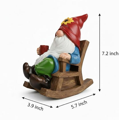 Outdoor Garden Gnome Statue Decoration- Funny drinking coffee Gnome Figurine Ornament for Indoor Outdoor Home Patio Yard Lawn - Lucky Gnome Unique Mom Birthday Gifts - Best Garden Gifts for Day