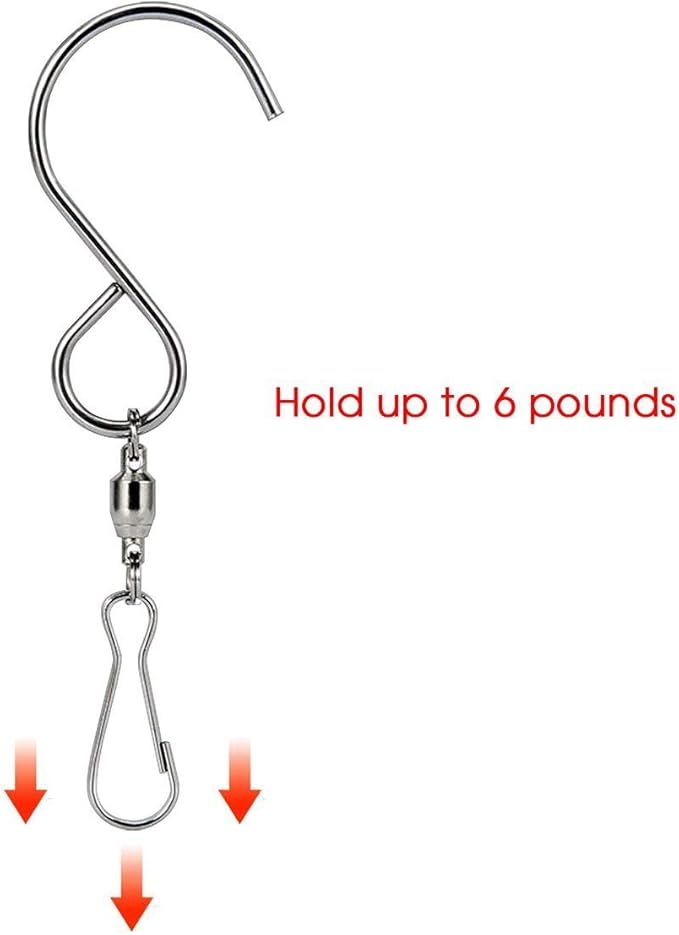 Swivel Clip Hanging Hooks Stainless Steel for Hanging Wind Spinners Wind Chimes Crystal Twisters Party Supply-12 Pack (Swivel Hooks)