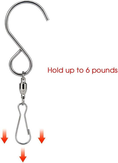 Swivel Clip Hanging Hooks Stainless Steel for Hanging Wind Spinners Wind Chimes Crystal Twisters Party Supply-12 Pack (Swivel Hooks)