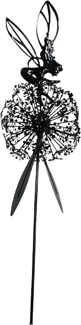 Flower Fairy Dancing with Dandelion Garden Sculpture,Angel Metal Ornaments Stainless Steel Statue Decorations,Wonderland Outdoor Yard Lawn Patio Stakes Sculptures Decor (C)