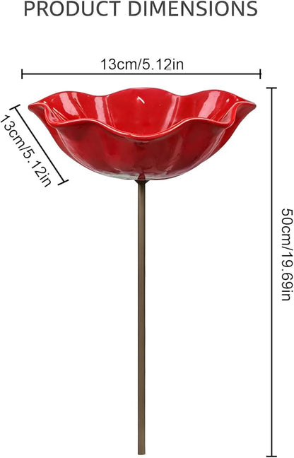 Handmade Metal Flower Garden Stake, Outdoor Bird Baths, Butterfly Water Feeder, Bee Watering Flowers Stake Station for Garden Lawn Yard Decor (1PCS)