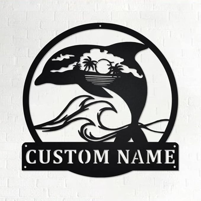 Personalized Dolphin Metal Sign Dolphin Metal Wall Art Dolphin Metal wall Decor Dolphin Lover Gift Custom Beach Theme Dolphin