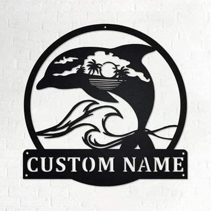 Personalized Dolphin Metal Sign Dolphin Metal Wall Art Dolphin Metal wall Decor Dolphin Lover Gift Custom Beach Theme Dolphin