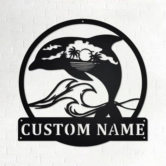 Personalized Dolphin Metal Sign Dolphin Metal Wall Art Dolphin Metal wall Decor Dolphin Lover Gift Custom Beach Theme Dolphin
