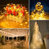 Solar String Lights - 33ft 100LED Warm White Waterproof 8 Modes