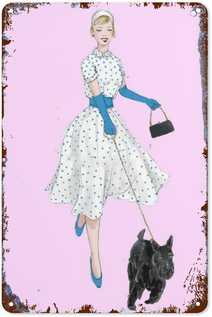 Vintage Metal Tin Sign 1940s Scottish Terrier Dogs for Home,Patio,Yard,Kitchen & More 8x12 Inches Retro Funny Quote Wall Decor for Indoor & Outdoor Use