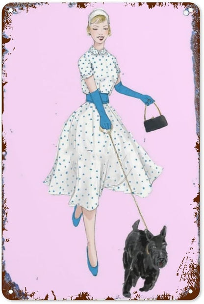 Vintage Metal Tin Sign 1940s Scottish Terrier Dogs for Home,Patio,Yard,Kitchen & More 8x12 Inches Retro Funny Quote Wall Decor for Indoor & Outdoor Use