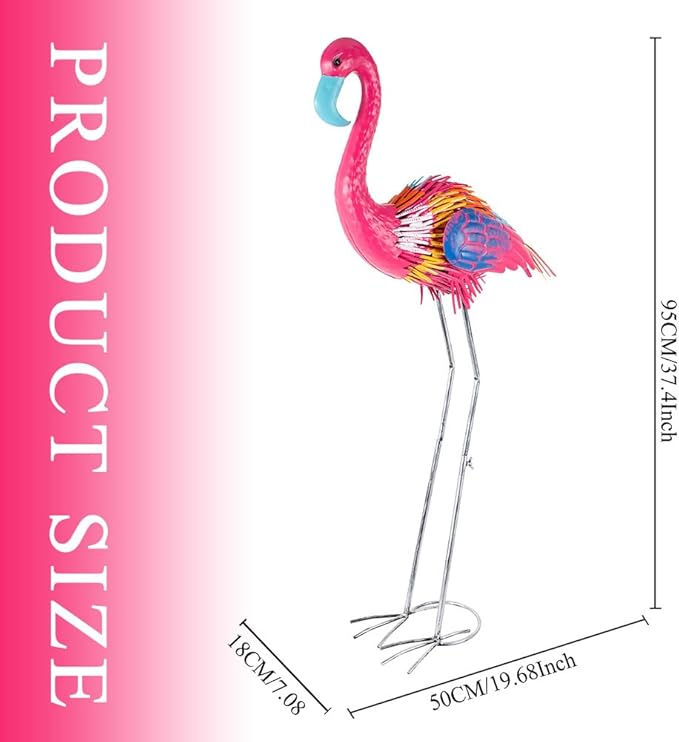 37" Flamingo Garden Statue,Metal Birds Garden Sculptures for Outside,Large Yard Art Outdoor Statue Lawn Ornaments for Home, Patio, Backyard Decor