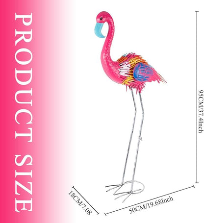 37" Flamingo Garden Statue,Metal Birds Garden Sculptures for Outside,Large Yard Art Outdoor Statue Lawn Ornaments for Home, Patio, Backyard Decor