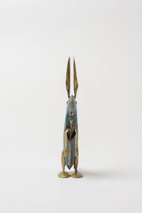 De Kulture Handcrafted Recycled Iron Gold Bunny Sitting Decorative Collectible Figurine showpiece Holiday décor Ideal for Garden Decoration, 4x1.9x8.8 (LWH) inches