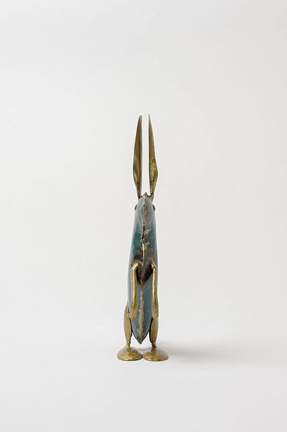 De Kulture Handcrafted Recycled Iron Gold Bunny Sitting Decorative Collectible Figurine showpiece Holiday décor Ideal for Garden Decoration, 4x1.9x8.8 (LWH) inches