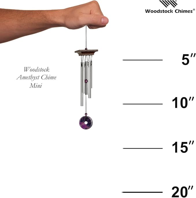 Woodstock Chimes Signature Collection, Woodstock Amethyst Chime, Medium (30'') Decor Designs Wind Chimes for Outdoor, Patio, Home or Garden Décor (WYBRM)