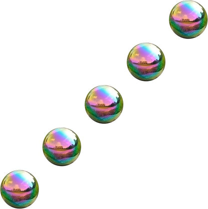 Nerien Gazing Ball, 2 Inch Stainless Steel Garden Mirror Globe, Polished Ornament Sphere, Hollow Floating Reflective Hemisphere, for Home Outdoor Pond Housewarming Swimming Decoration, Rainbow, 5pcs