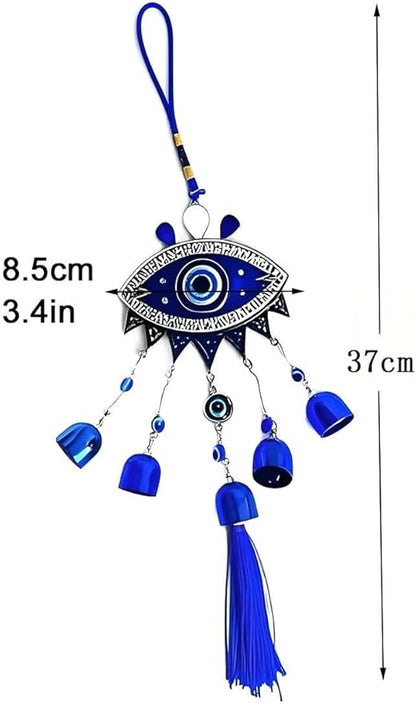 Creative Handmade Alloy Wind Chime Evil Eye Butterfly Sunflower Talisman Pendant Handmade Good Luck Charm, Car Kitchen Home Garden Patio Office (1pc Blue Eye)