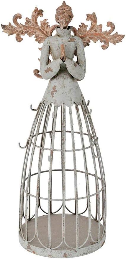Angel Garden Statue Outdoor Antiqued Metal Yard Art Decor Lawn Patio Decorations Garden Trellis for Climbing Plants Potted Vines Ivy Roses Gift Idea, 18’’H (Pray-C)