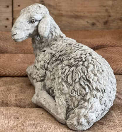Lying Sheep Figure Realistic Lamb Yard Statue Stone Religious Figurine Ornament Decorated Sheep Statue for Garden