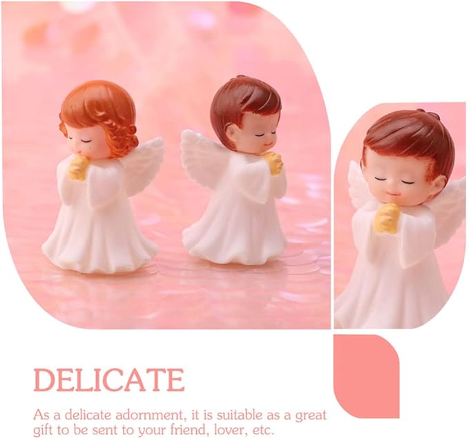 4Pcs Praying Angels Figurines, 2.55 inch Praying Angel Mini Plastic Angel Figurines for Garden Statue Home Decoration