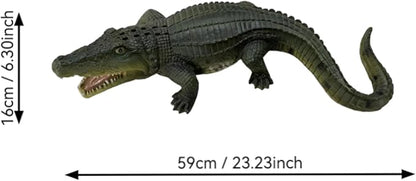 Large Realistic Alligator Garden Statue, 23.23" Resin Crocodile Sculpture for Pond Decor, Outdoor Lifelike Prank Animal Figurine Ornament for Lawn Patio Unique Yard Art Gift