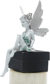 Sitting Fairy Garden Statue,Angel Yard Statues Outdoor Resin Crafts Flower Decor Park Lawn Decoration Home Patio Garden(Color:White)