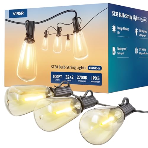 VIPAR 100FT ST38 Outdoor String Lights - Waterproof