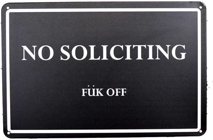 Funny No Soliciting Fuk Off Metal House Outdoor Patio Yard Sign Novelty Front Door Porch Home Decor