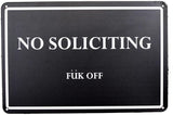 Funny No Soliciting Fuk Off Metal House Outdoor Patio Yard Sign Novelty Front Door Porch Home Decor
