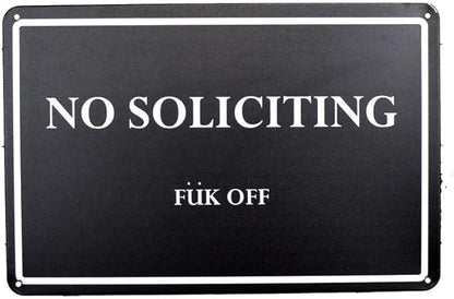 Funny No Soliciting Fuk Off Metal House Outdoor Patio Yard Sign Novelty Front Door Porch Home Decor