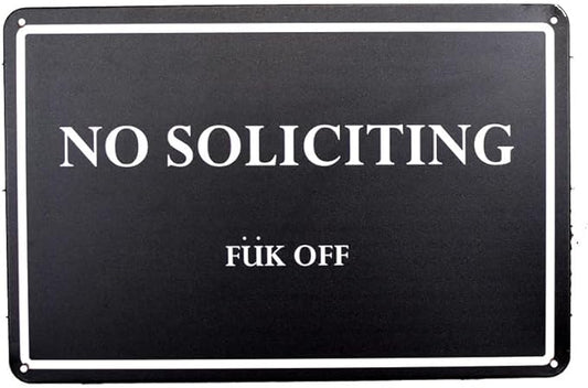 Funny No Soliciting Fuk Off Metal House Outdoor Patio Yard Sign Novelty Front Door Porch Home Decor