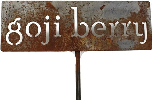 Classic Metal Garden Markers 19 Inches Tall (goji berry, Naturally Rusted)