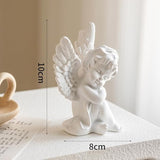 YUEOECOR 2PCS Cherubs Angels Resin Garden Statue Figurine, Adorable Angel Sculpture Memorial Statue Indoor Outdoor Home Garden Decoration (B 2PCS White)