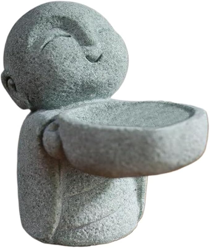 Mini Monk Buddha Statue Sandstone Statues Zen Monk Praying Statue Sculptures for Wealth Good Luck Feng Shui Decor Home Fish Tank Aquarium Garden (Style 16)