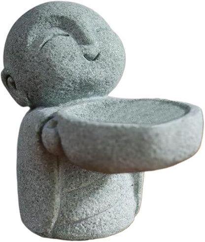 Mini Monk Buddha Statue Sandstone Statues Zen Monk Praying Statue Sculptures for Wealth Good Luck Feng Shui Decor Home Fish Tank Aquarium Garden (Style 16)