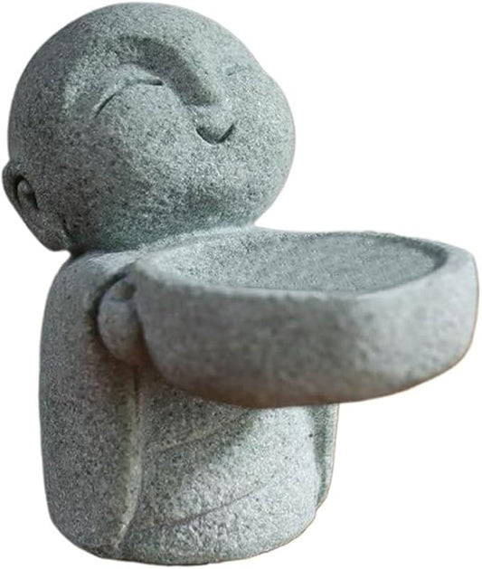 Mini Monk Buddha Statue Sandstone Statues Zen Monk Praying Statue Sculptures for Wealth Good Luck Feng Shui Decor Home Fish Tank Aquarium Garden (Style 16)