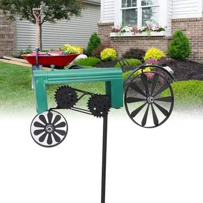 Farm Tractor Windmill,Tractor Wind Spinner Yard Ground Stake Statue Garden Windmill Decoration Lawn Floor Stakes Art Ornament for Outdoor Garden Yard Patio Decor (Green)