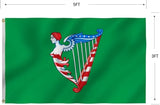 Green Harp Ireland Flag 6X10FT, Am Harp Flags,Both Sides Printed, Men Women Banner,Vibrant Colors, Double Stitched with 2 Brass Grommets, Bar Garden Street Decoration, GYM, Office Decor,Indoor Outdoor Use,Gifts. (US-Green, 3x5ft)