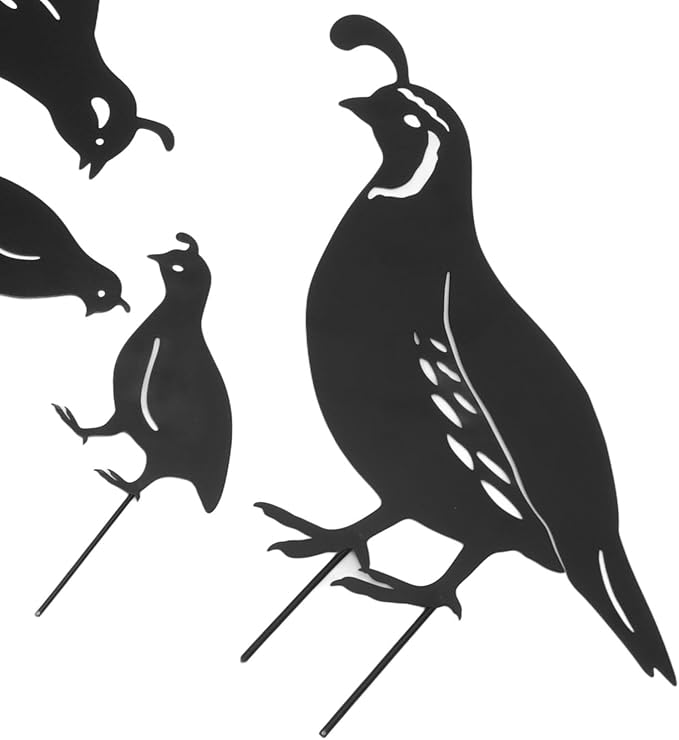 plplaaoo Outdoor Quail Family Yard Decor Hand Crafted Iron Art Metal Quail Stake Statue for Garden Yard Landscape Decoration 4pcs Set Rust Proof Durable