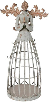 Linfevisi Angel Garden Statue with Hook Indoor Outdoor Antiqued Metal Yard Art Lawn Decor Holiday Decorations Gift Idea 18”H Metal Praying Angel