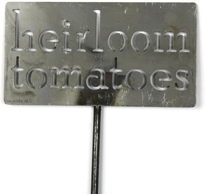 Classic Metal Garden Markers 19 Inches Tall (heirloom tomatoes, Raw, Unfinished Steel (will rust with time))