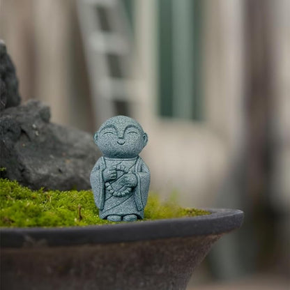 Mini Monk Buddha Statue Sandstone Statues Zen Monk Praying Statue Sculptures for Wealth Good Luck Feng Shui Decor Home Fish Tank Aquarium Garden (Style 11)