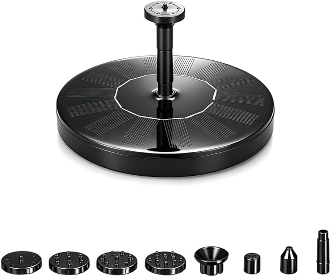 Floating Solar Fountain for Bird Bath, Solar Powered Water Fountain Pump Outdoor Bird Bath Fountain Backyard Decor, Garden, Pond, Pool (Black 5.1")