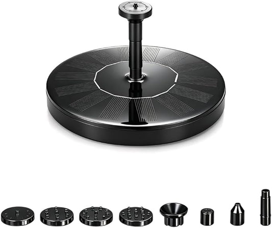 Floating Solar Fountain for Bird Bath, Solar Powered Water Fountain Pump Outdoor Bird Bath Fountain Backyard Decor, Garden, Pond, Pool (Black 5.1")
