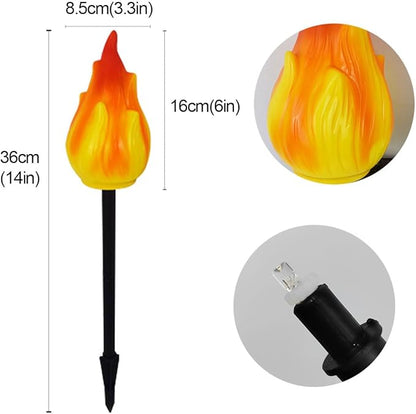 1 Solar by 4 Flame Lamps, Outdoor Courtyard Atmosphere Camping Light, Waterproof Ground Inserting Décor Lights (4 Flame Solar Lamp)