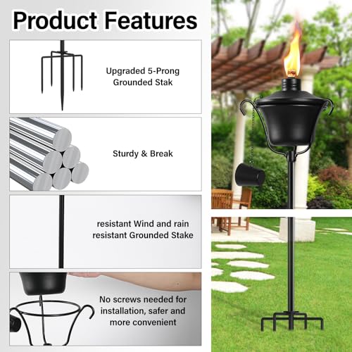 Citronella Torches - 6-Pack, 15 oz, Adjustable Height