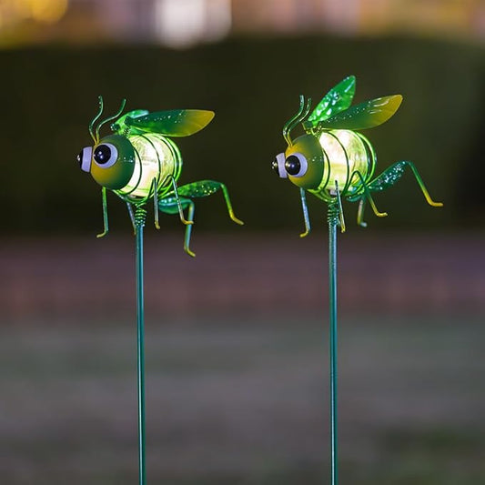 Viveta 2 Pack Garden Solar Lights, Solar Lights Stake with Cute Insect Figurines, Decorative Solar Light for Outdoor Pathway & Patio