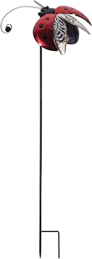 Sunset Vista Designs Garden in Motion Balancing Spinner Stake Yard Art, Ladybug, 43.25" x 13" x 12"