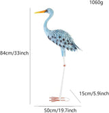 Blue Egret Statue Garden Decoration Collectibles Bird Figurine Metal Yard Art Animal Sculpture for Porch Outside Farmhouse
