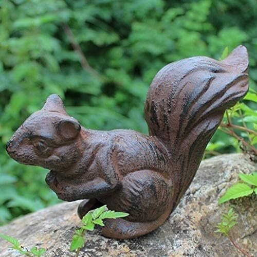 Garden Ornaments Decor Statue Outdoor,Outdoor Garden Sculpture Vintage Rustica Iron Squirrel Statue,Home Garden Decor Heavy Retro,Squirrel Figurine,S Handmade Solid Squirrel Sculpture,